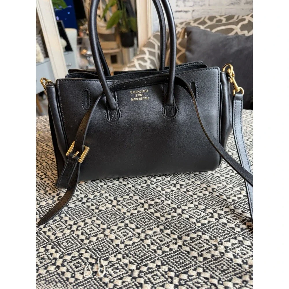 BALENCIAGA Bel Air Mini Black Leather Carry All Bag. Retails $3,650 - Picture 3 of 16